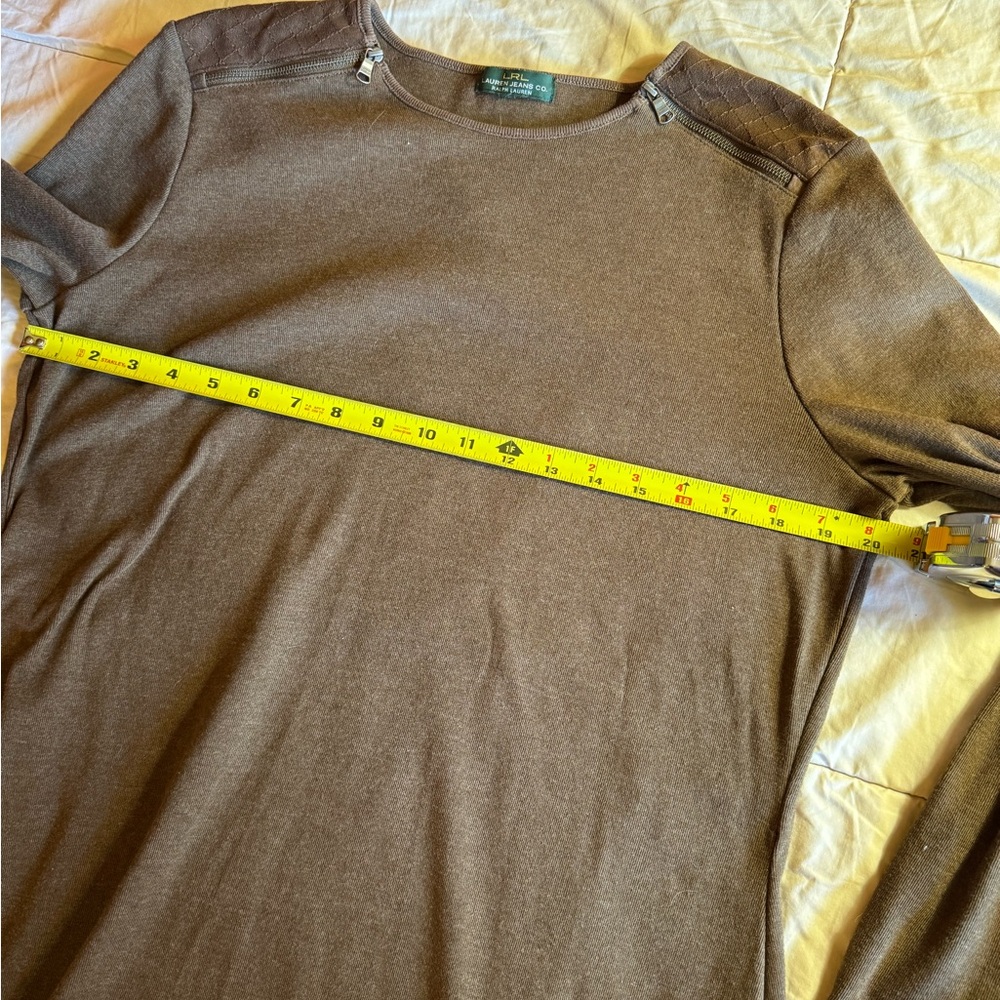 LRL Lauren Ralph Lauren Long-Sleeved Shift Dress, Brown, Size L - Picture 7 of 10
